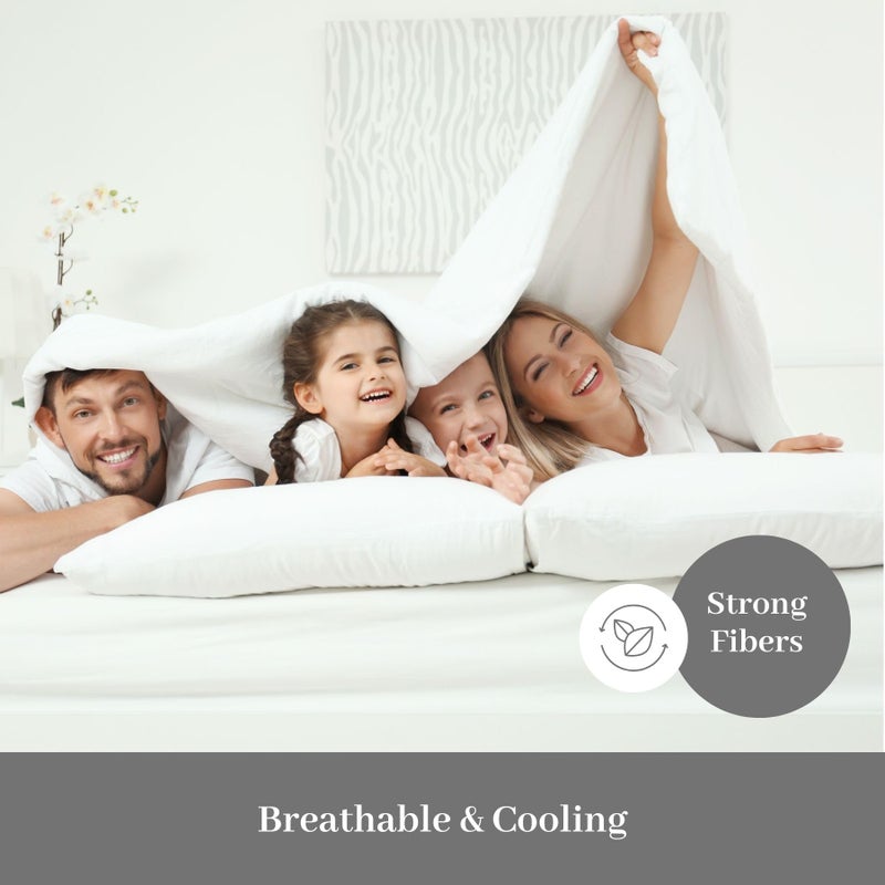 طقم ملاءات سرير DreamFit DreamCool من القطن المصري بنسبة 100% مع أشرطة جانبية مرنة بعدد 400 خيط وجيب عميق إضافي مصنوع في الولايات المتحدة الأمريكية طقم ملاءات King باللون الأزرق - Image 2